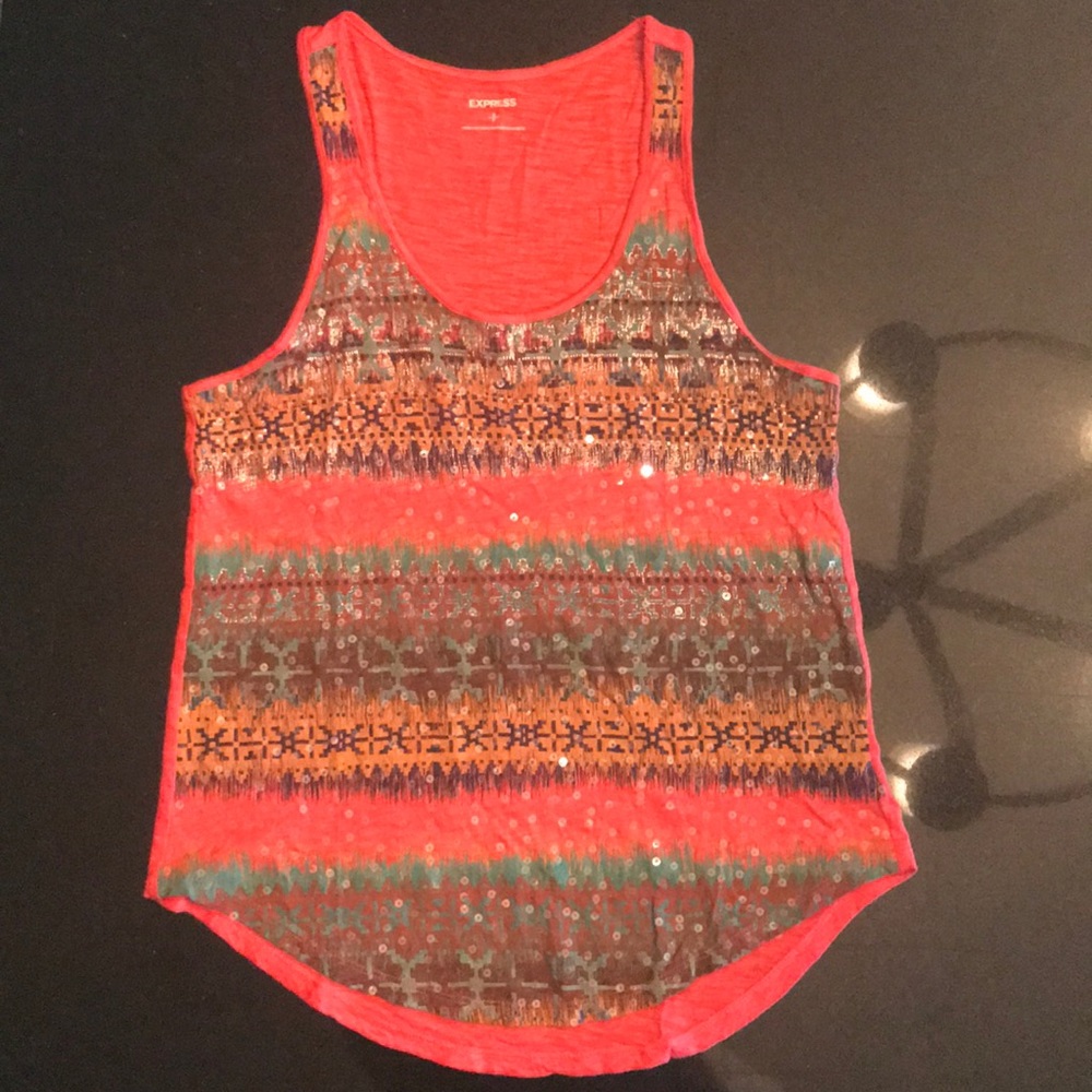 Express Patterned/Sequin Tank Top